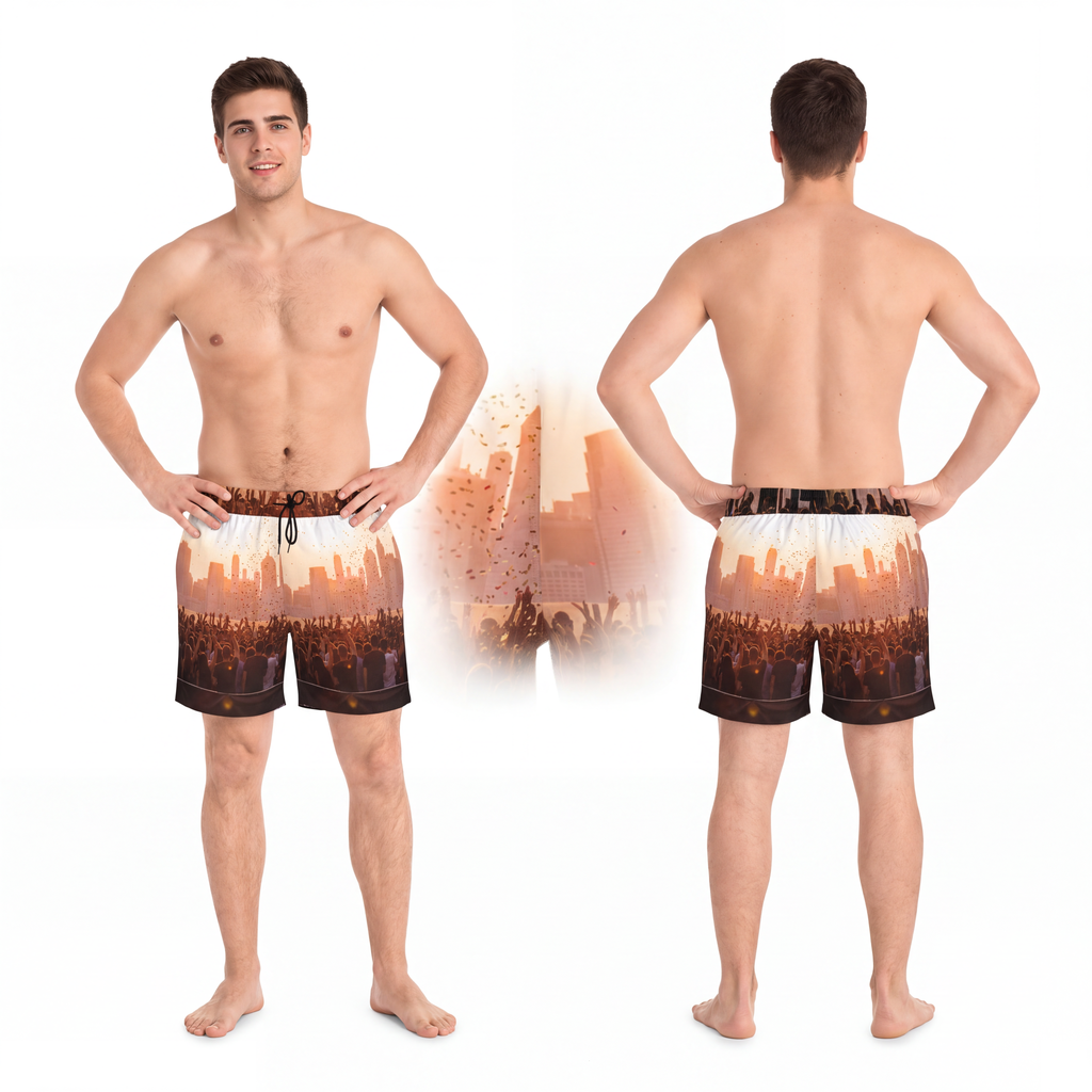 Men's Mid-Length Swim Shorts - City Lights | Echovira...