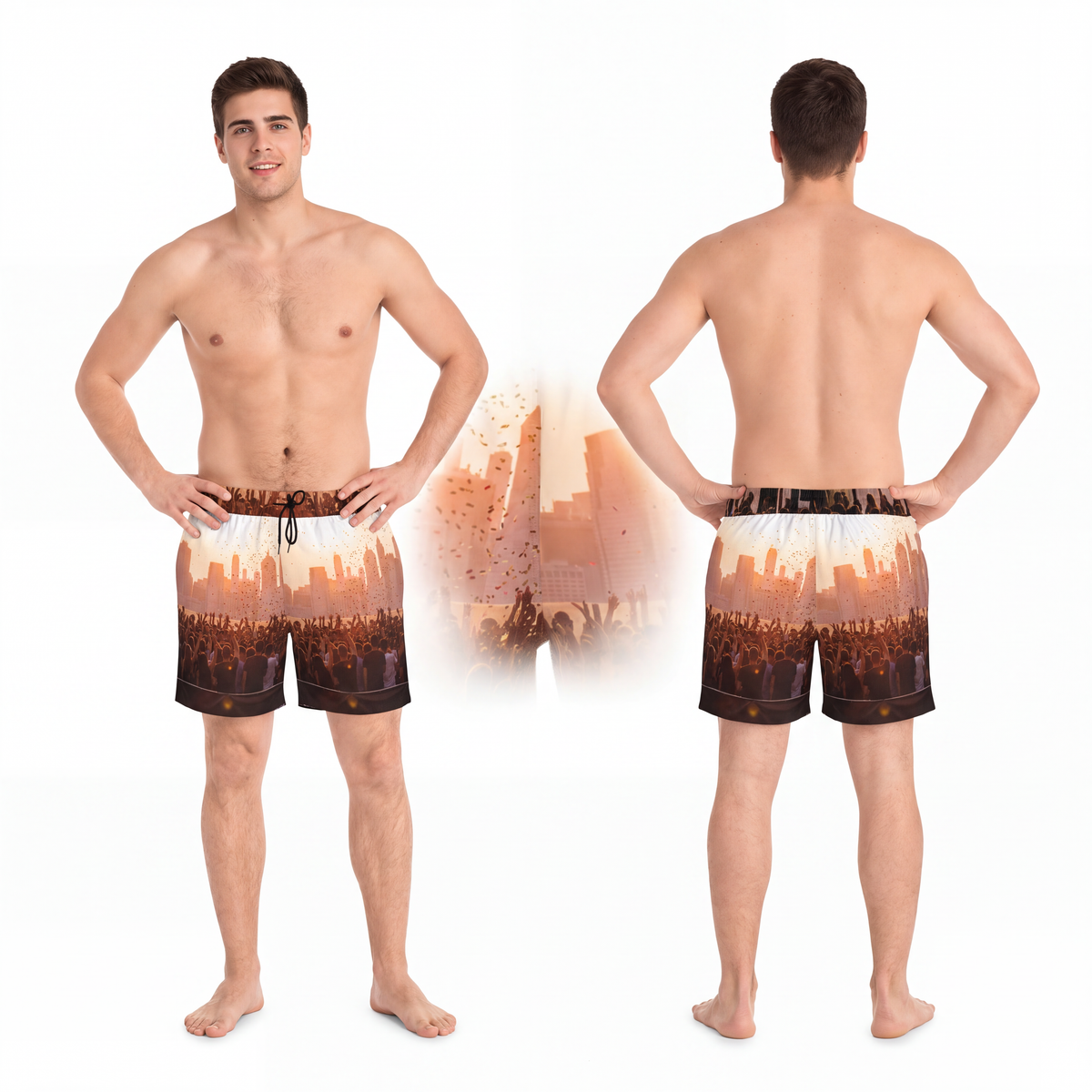 Men's Mid-Length Swim Shorts - City Lights | Echovira...
