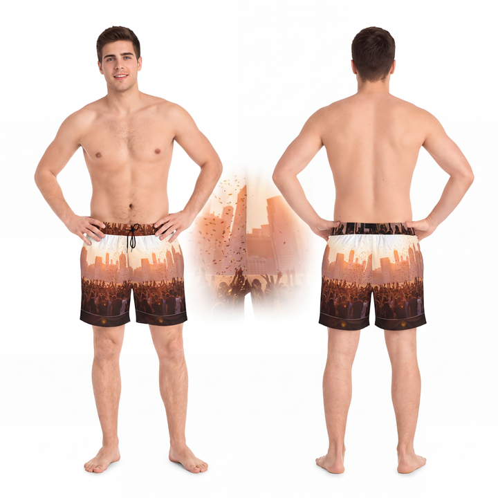 Men's Mid-Length Swim Shorts - City Lights
