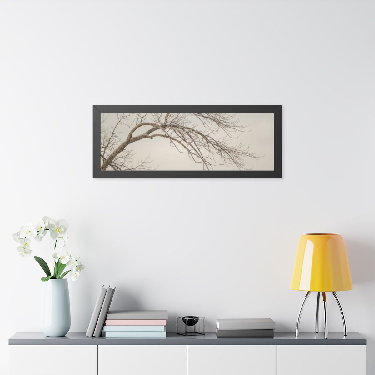 Framed Horizontal Poster - Winter Branch Solitude Landscape...
