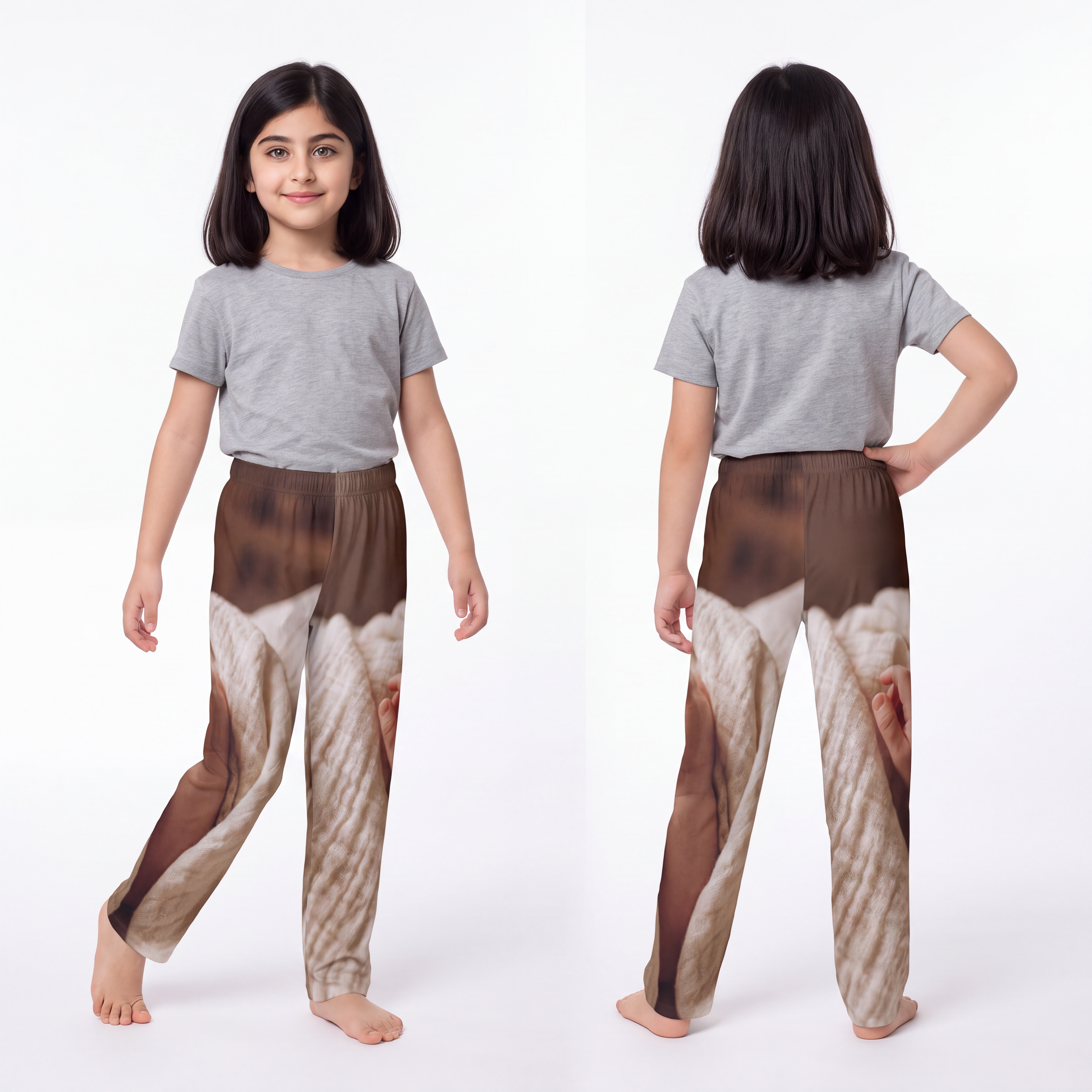 Kids Lounge Pants - Tender Baby Hand in Soft Neutral Muslin...