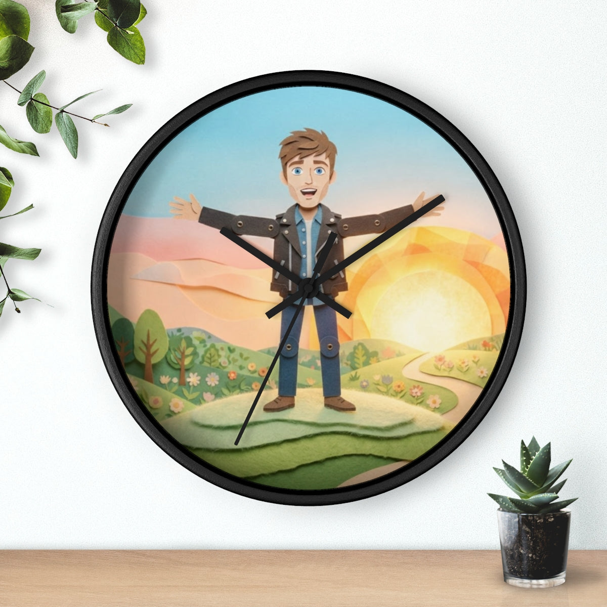 Wall Clock - Sunny Meadow Horizon | Echovira Gallery