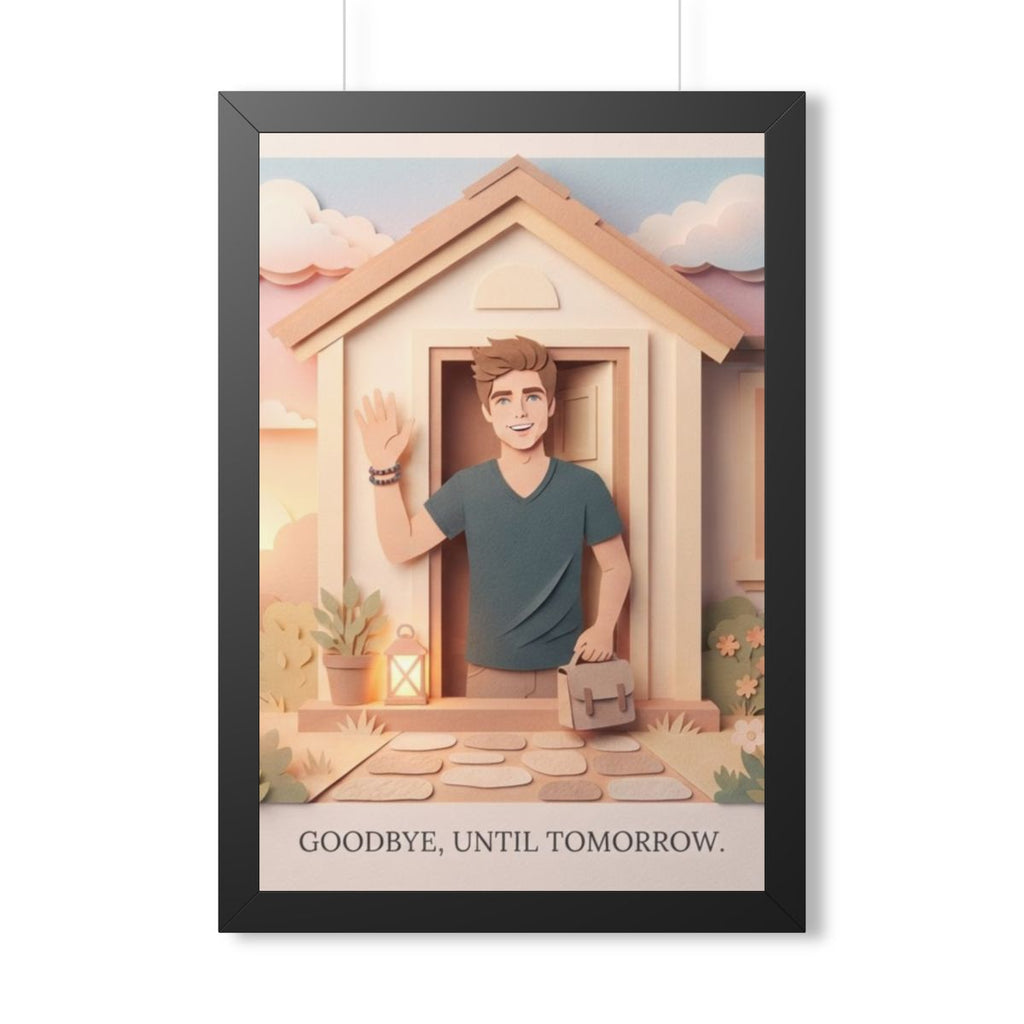 Framed Vertical Poster - Safe Journey Paper Cut Home Art —...