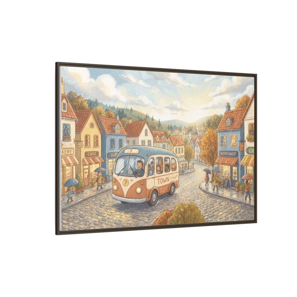 Matte Canvas Framed - Cozy Town Bus — Espresso / 1.25"... |...