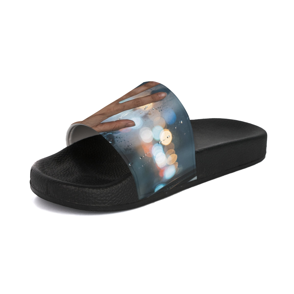 Women's Slide Sandals Rainy City Window Art