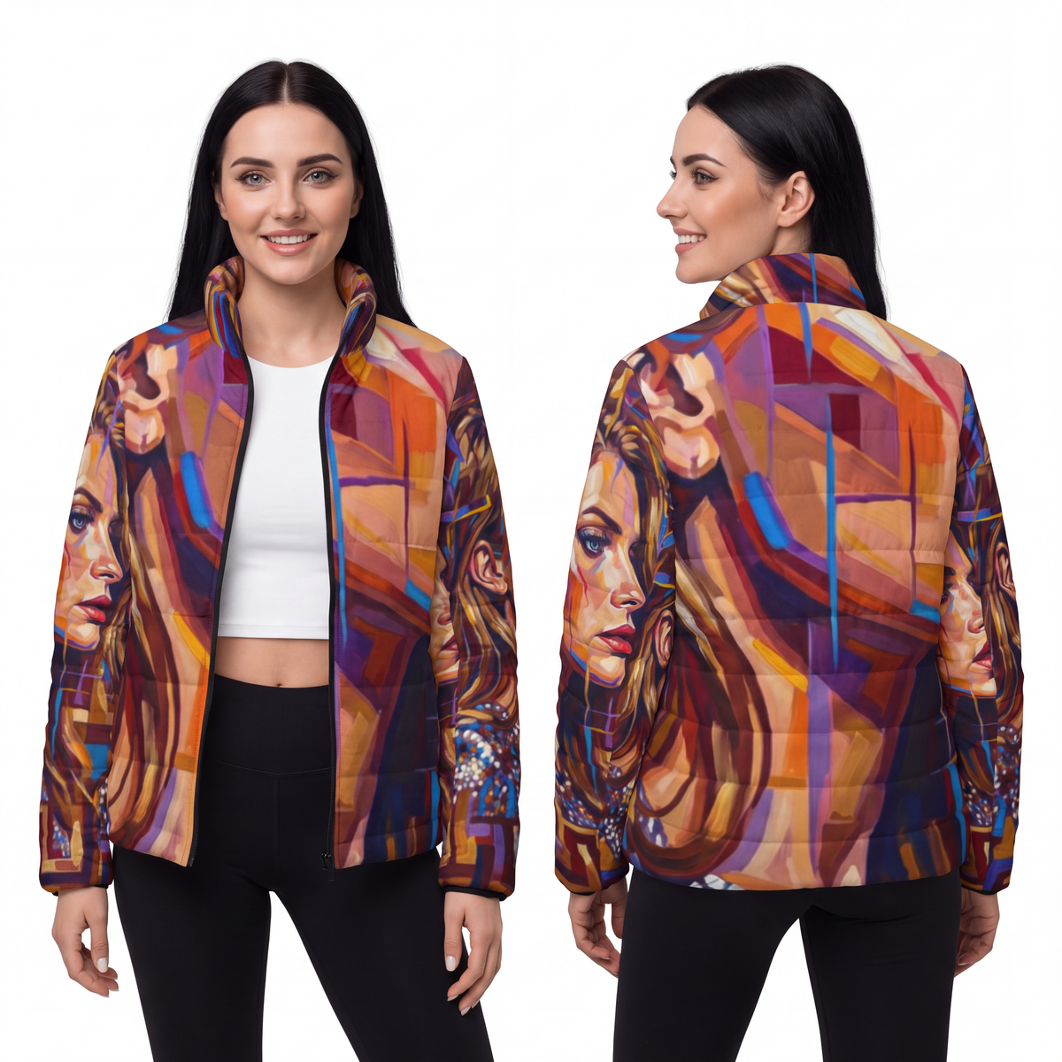 Women's Puffer Jacket - Shattered Elegance | Echovira...