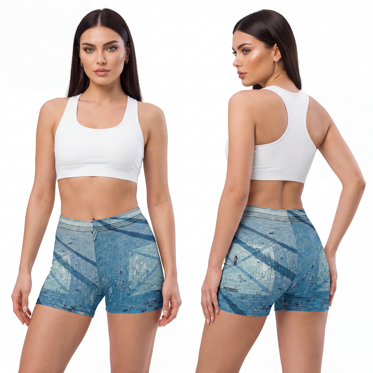 Women's Shorts - Plaza Geometry | Echovira Gallery