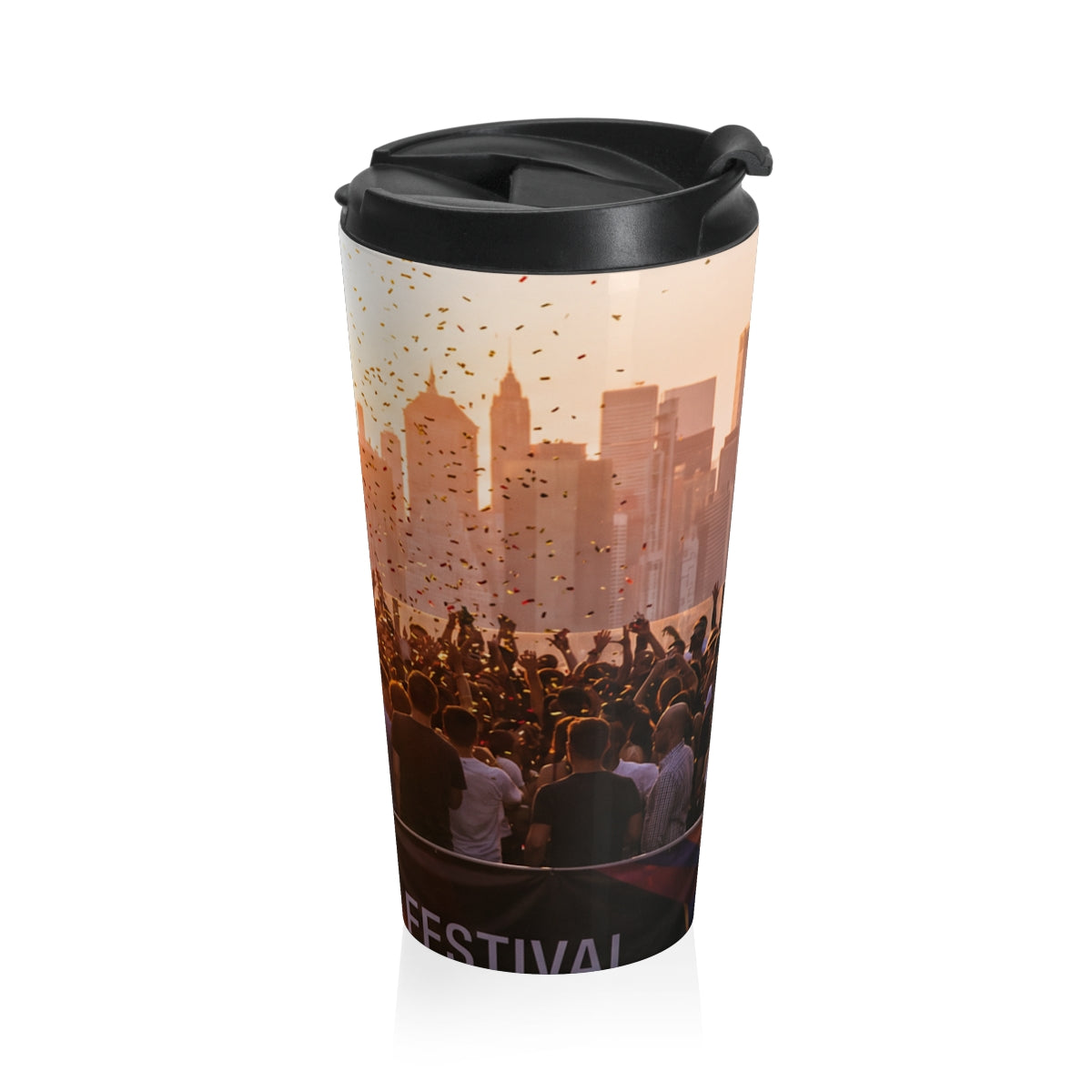Stainless Steel Travel Mug - City Lights | Echovira Gallery