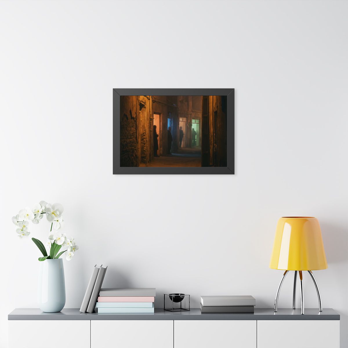 Framed Horizontal Poster - Shadowed Alleyway Mystery Art......