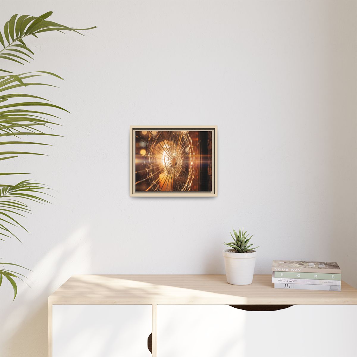 Matte Canvas, Framed - Golden Fractured Art — Natural /... |...