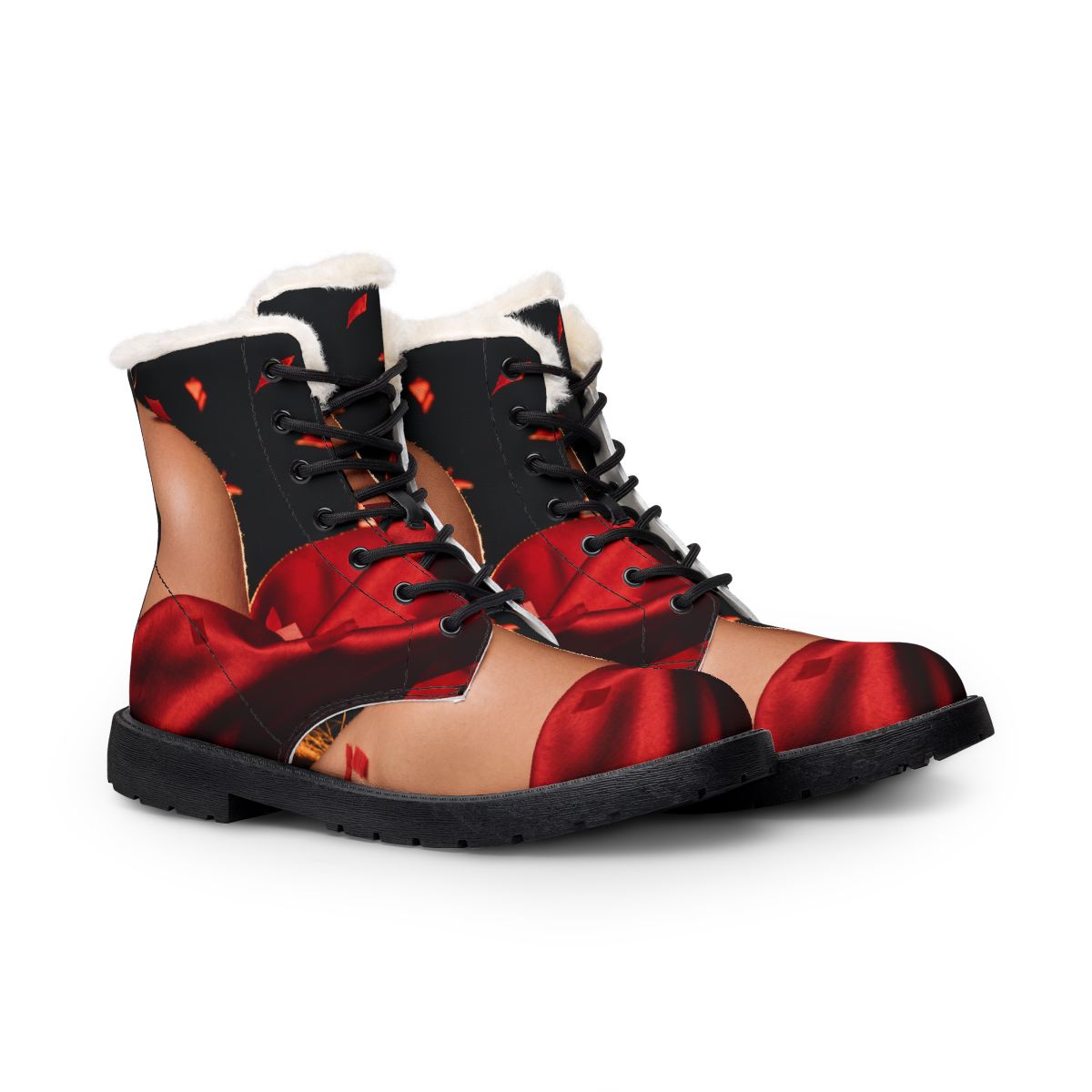 Crimson Silk Men's Fur and Leather Boots