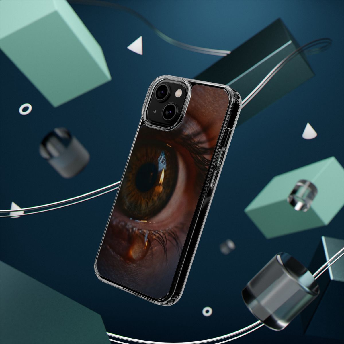 Clear Impact-Resistant Apple iPhone Cases - Amber Tears Cinematic Eye Portrait | iPhone 17 Pro Max, 17 Pro, 17 Air & More