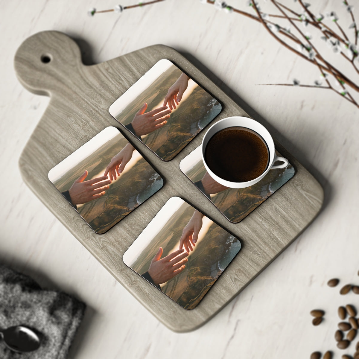 Coasters - The Infinite Touch | Ethereal Coastal Art (1 & 4...