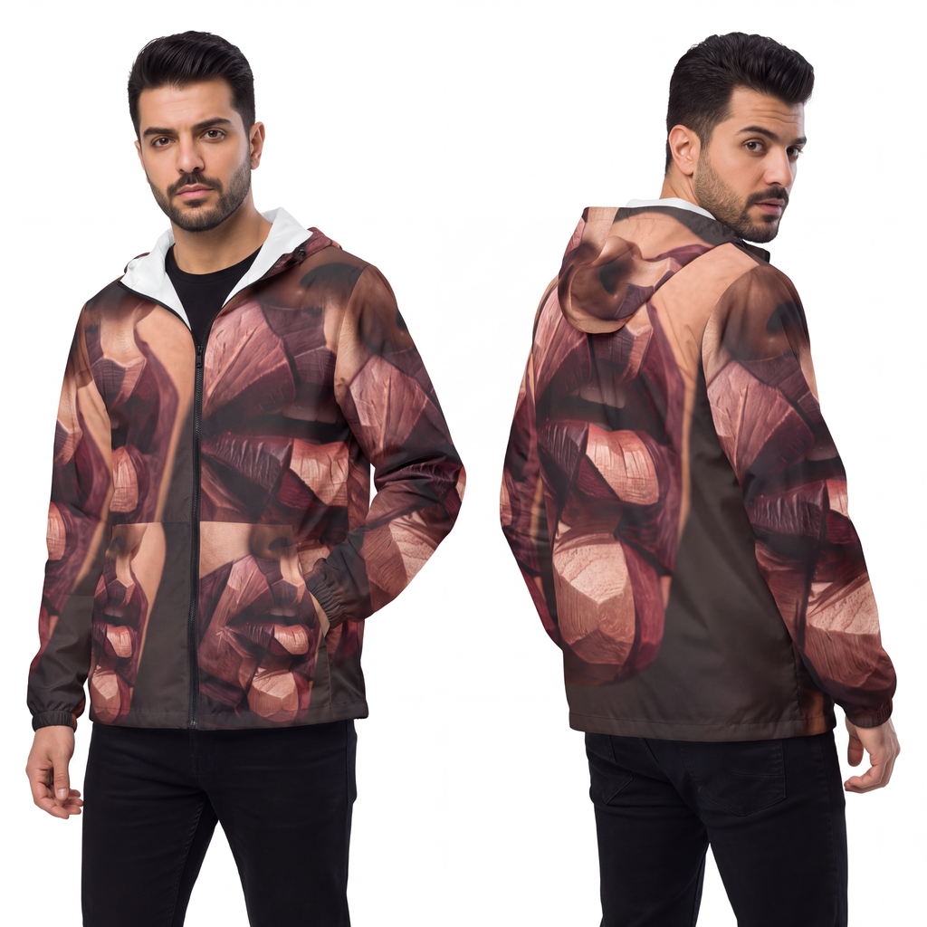 Men's Windbreaker - Sculpted Facets | Echovira Gallery