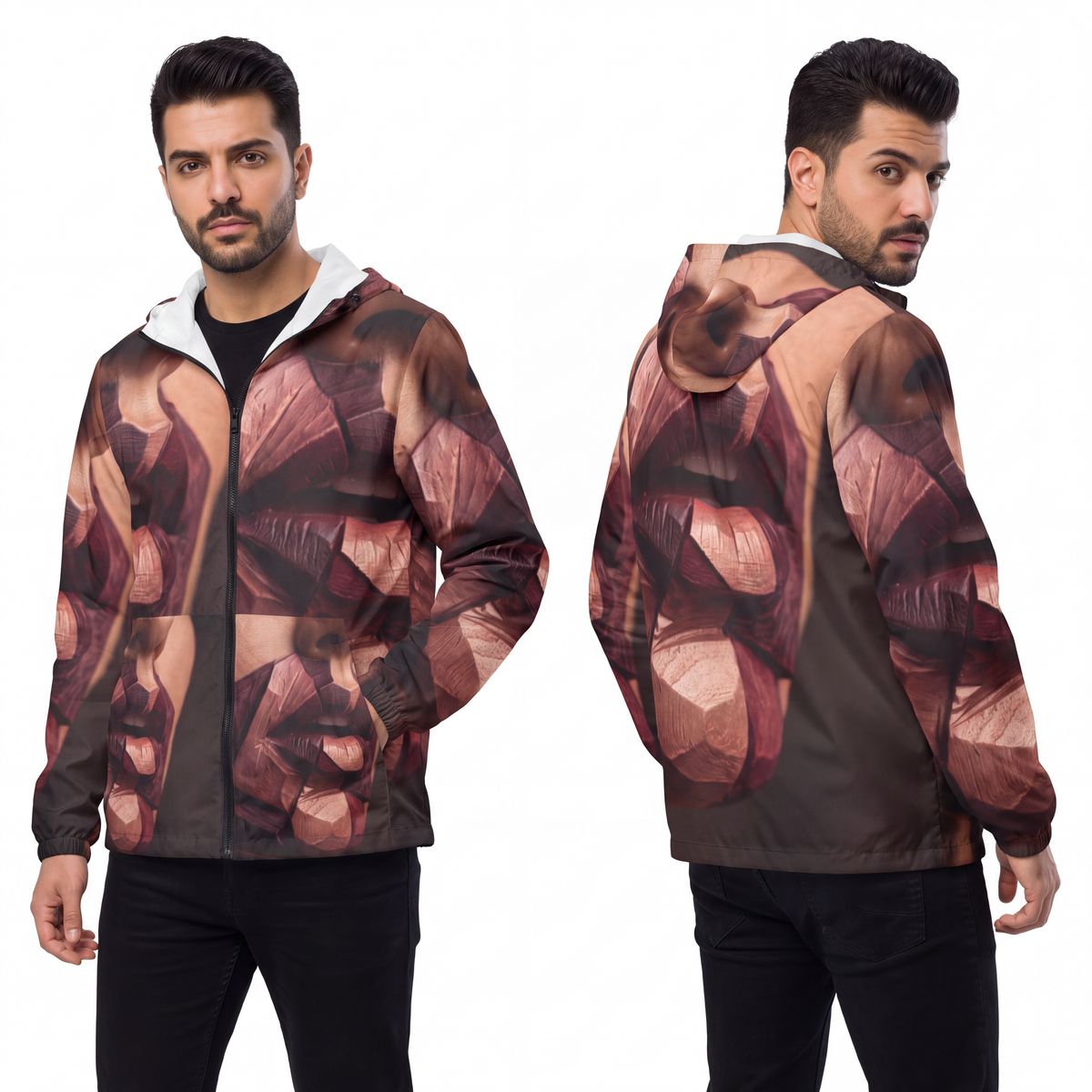 Men's Windbreaker - Sculpted Facets | Echovira Gallery