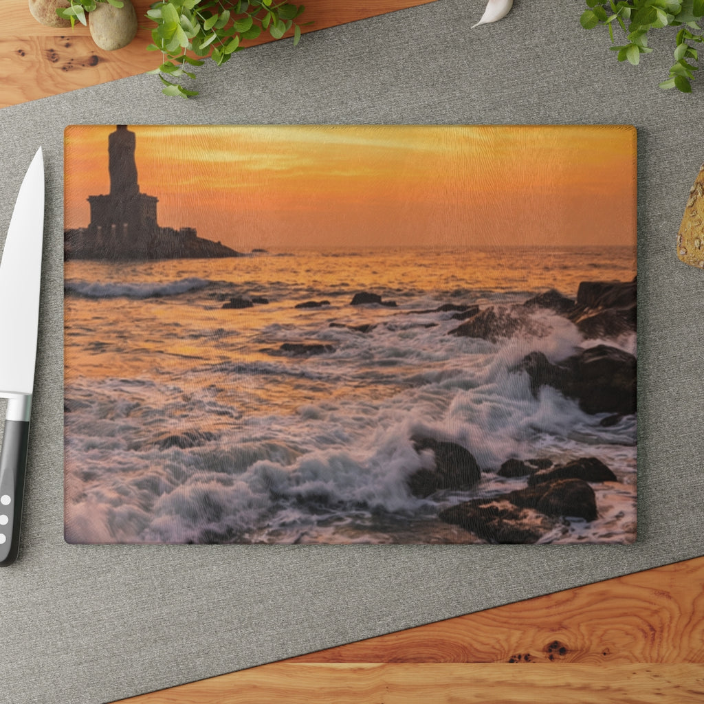 Glass Cutting Board - Ocean Sunrise