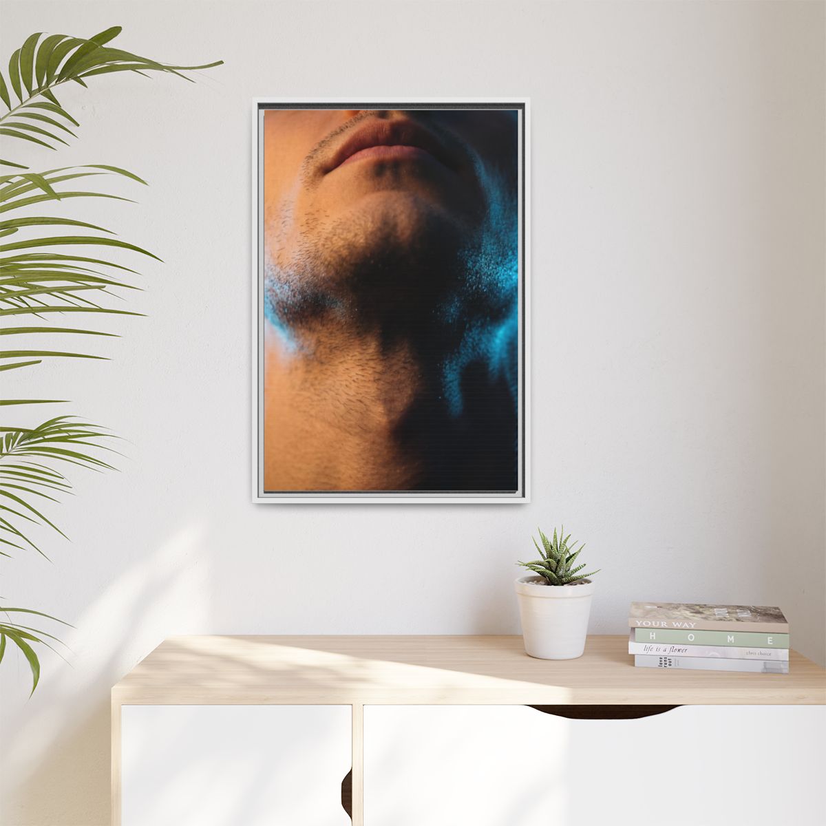 Matte Canvas, Framed - Neon Shadows Cinematic Portrait Art...