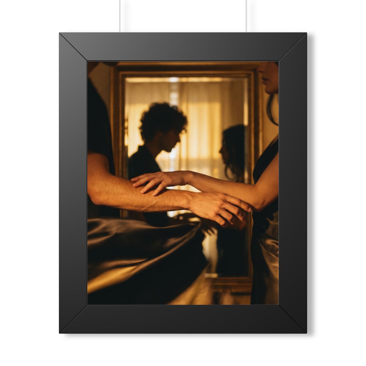 Framed Vertical Poster - Shadowed Silhouettes Romantic Art...