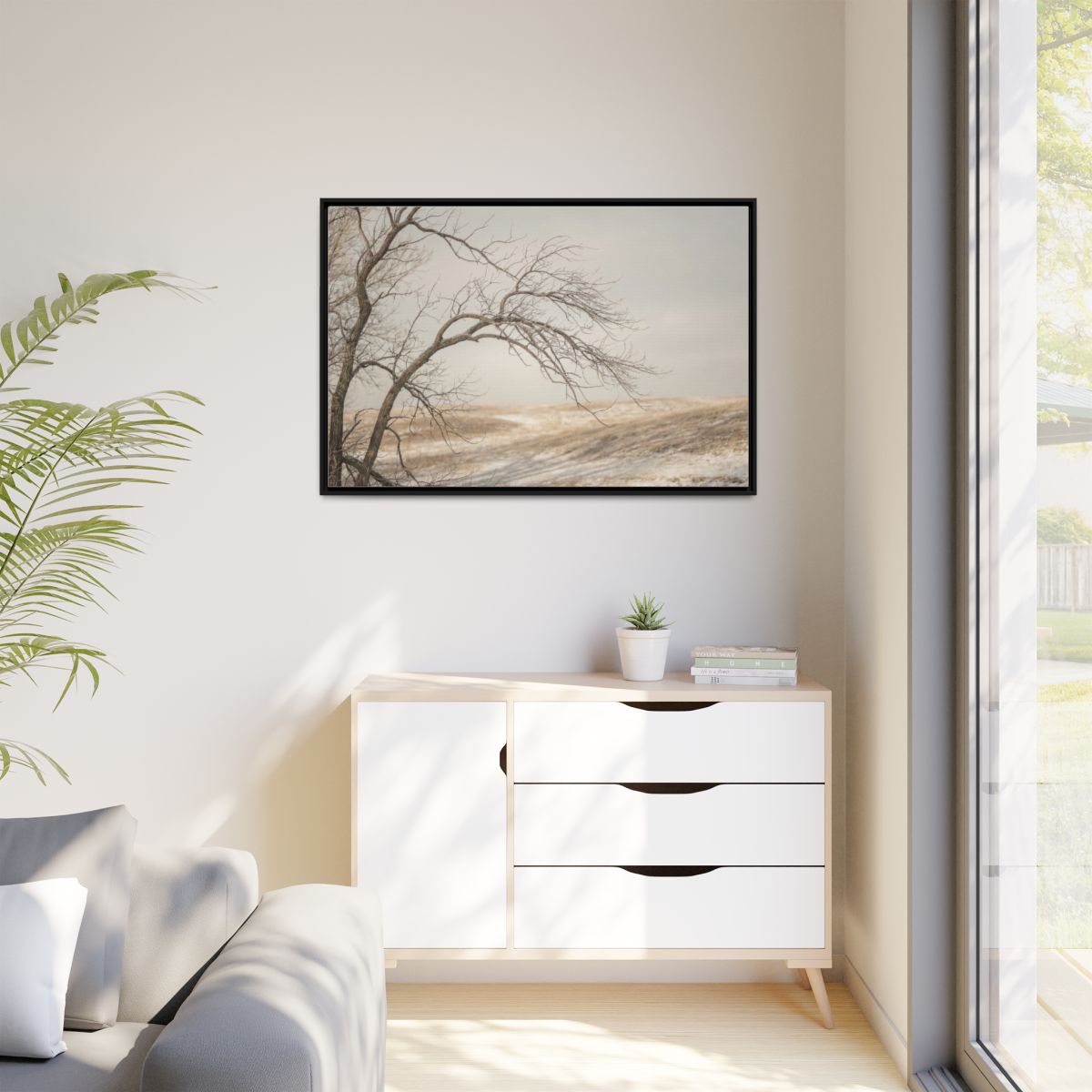Matte Canvas, Framed - Winter Branch Solitude Landscape —......