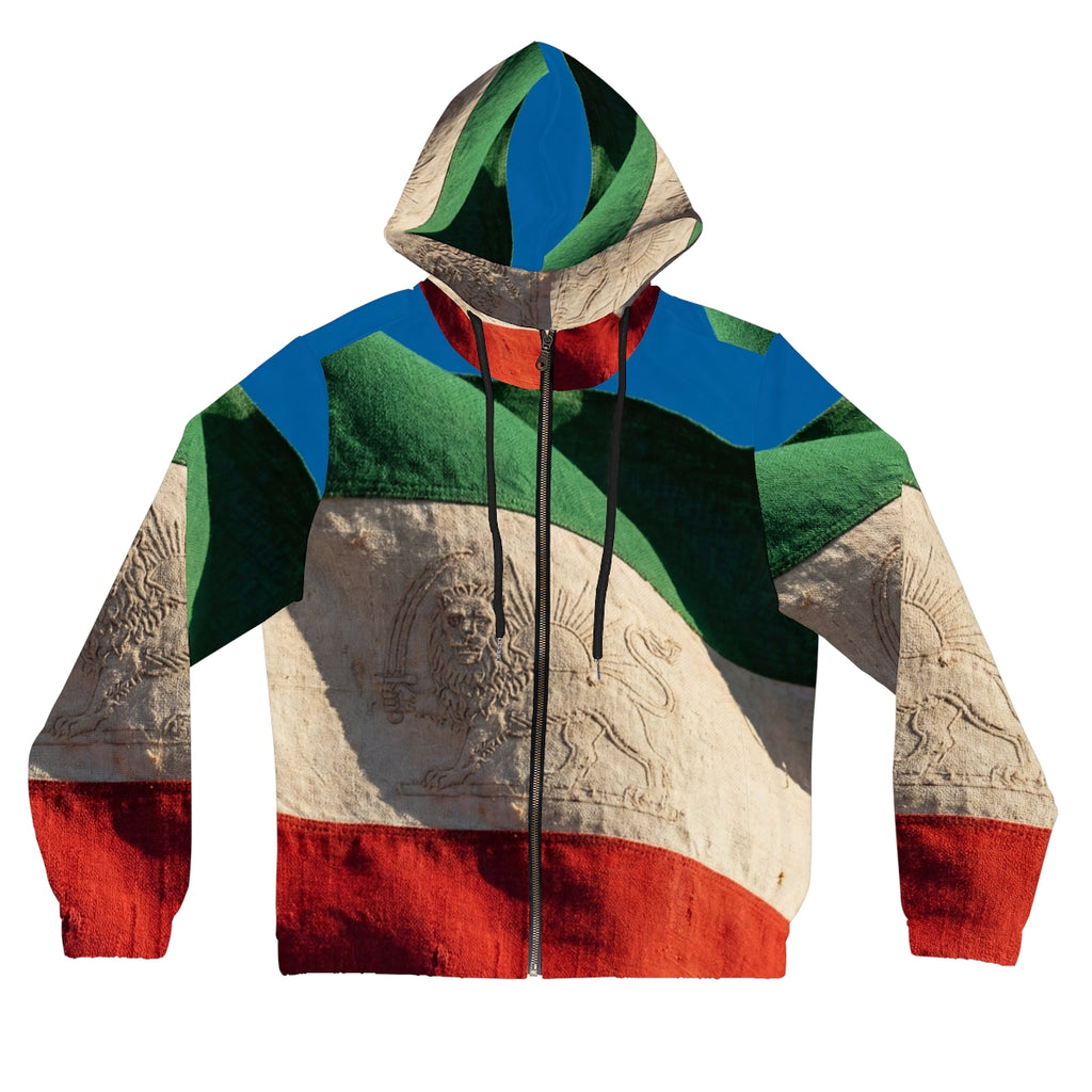 Women's Full-Zip Hoodie - Vintage Persian Lion and Sun Flag...
