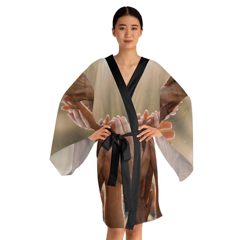 Long Sleeve Kimono Robe - Golden Rays of Unity Wall Art |...