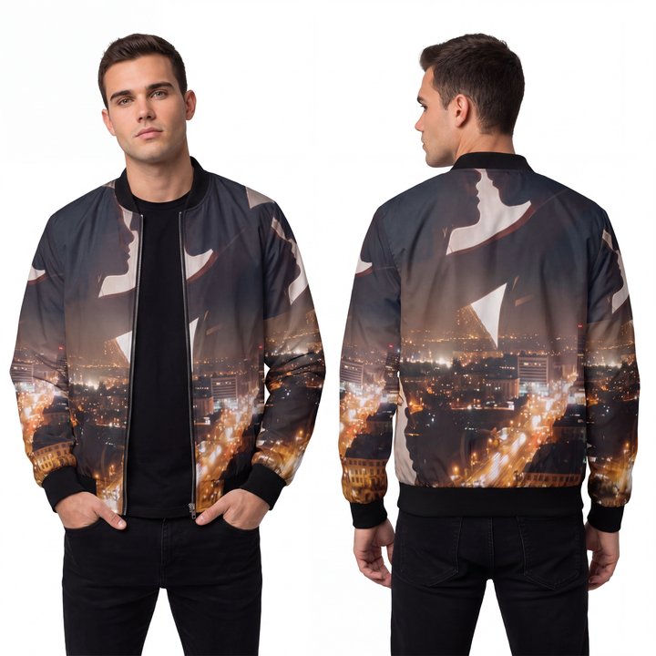 Men's Bomber Jacket - Midnight City Skyline