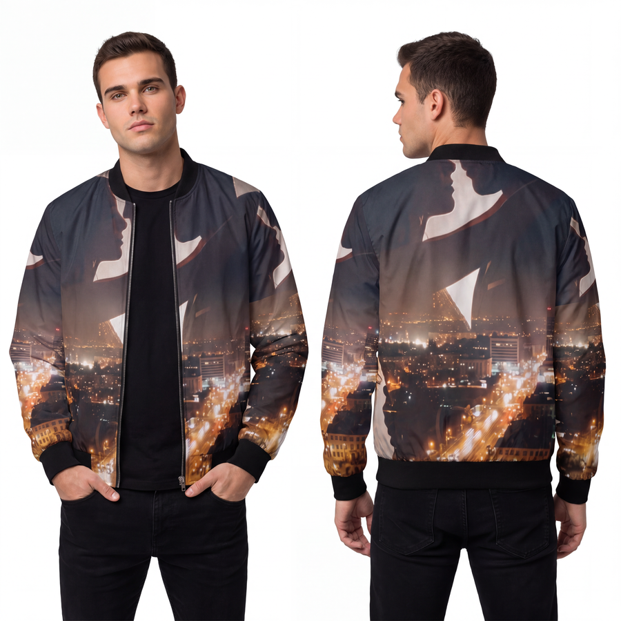 Men's Bomber Jacket - Midnight City Skyline
