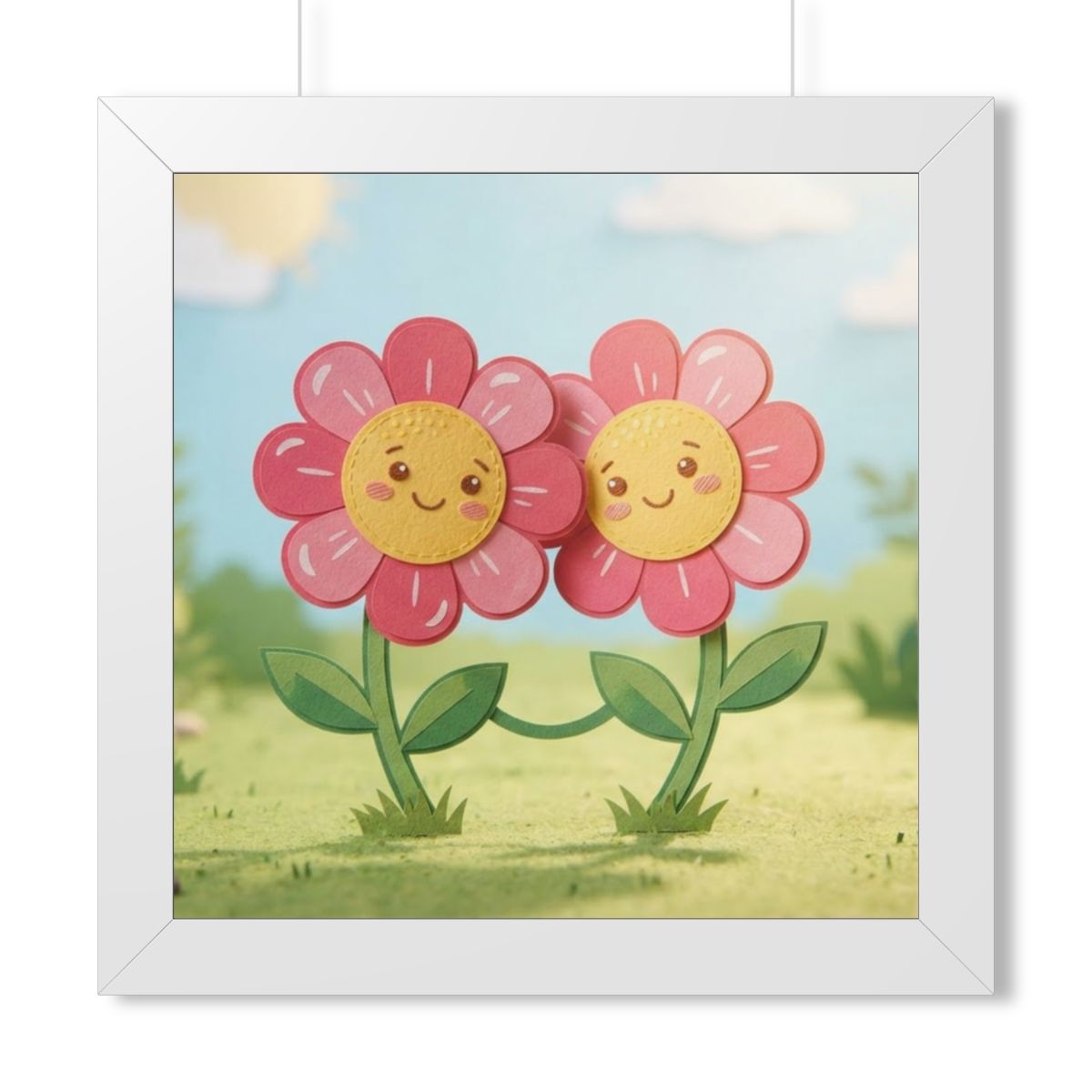 Framed Vertical Poster - Blooming Friends Papercraft Floral...