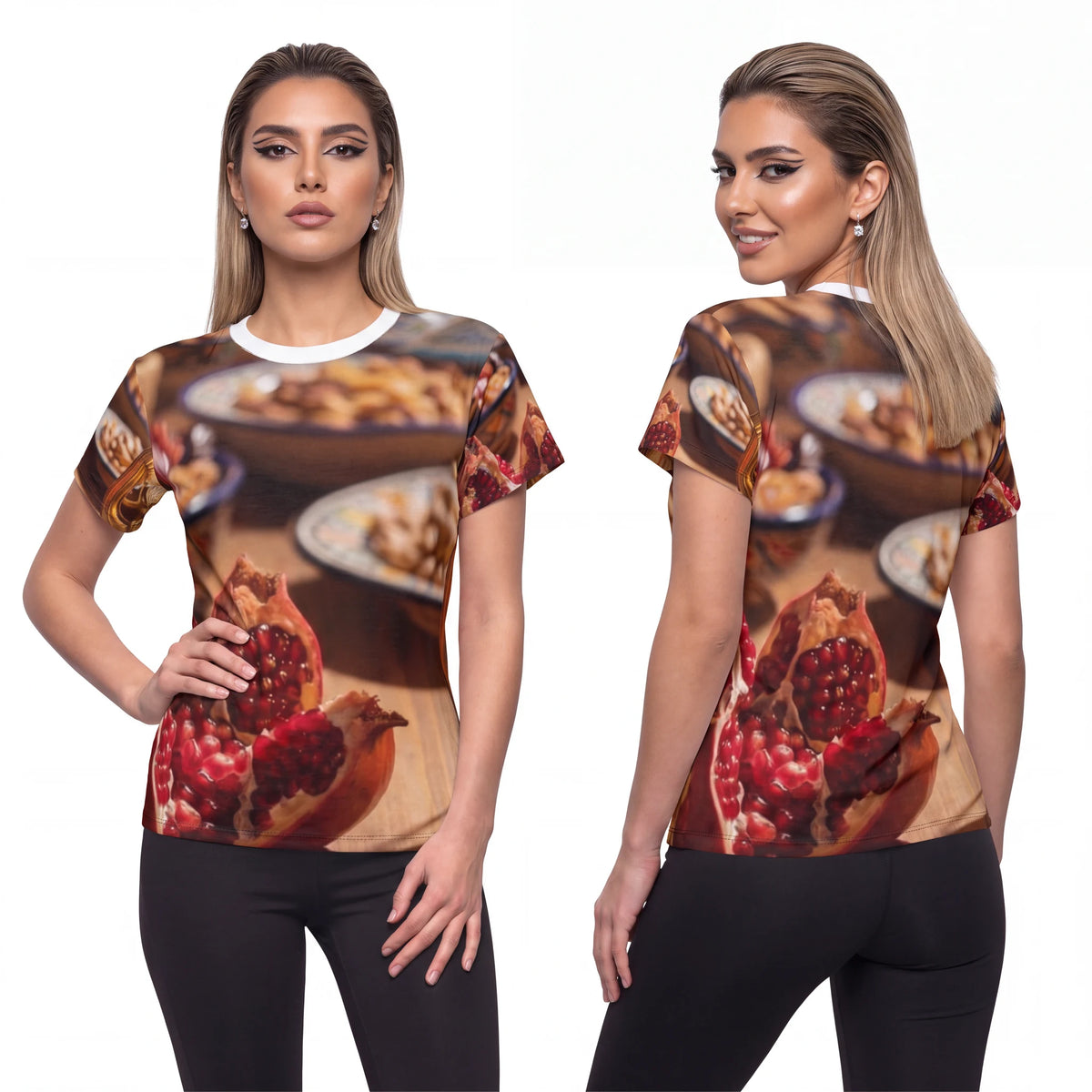 Women's Cut & Sew Tee - Amber Feast | Echovira Gallery