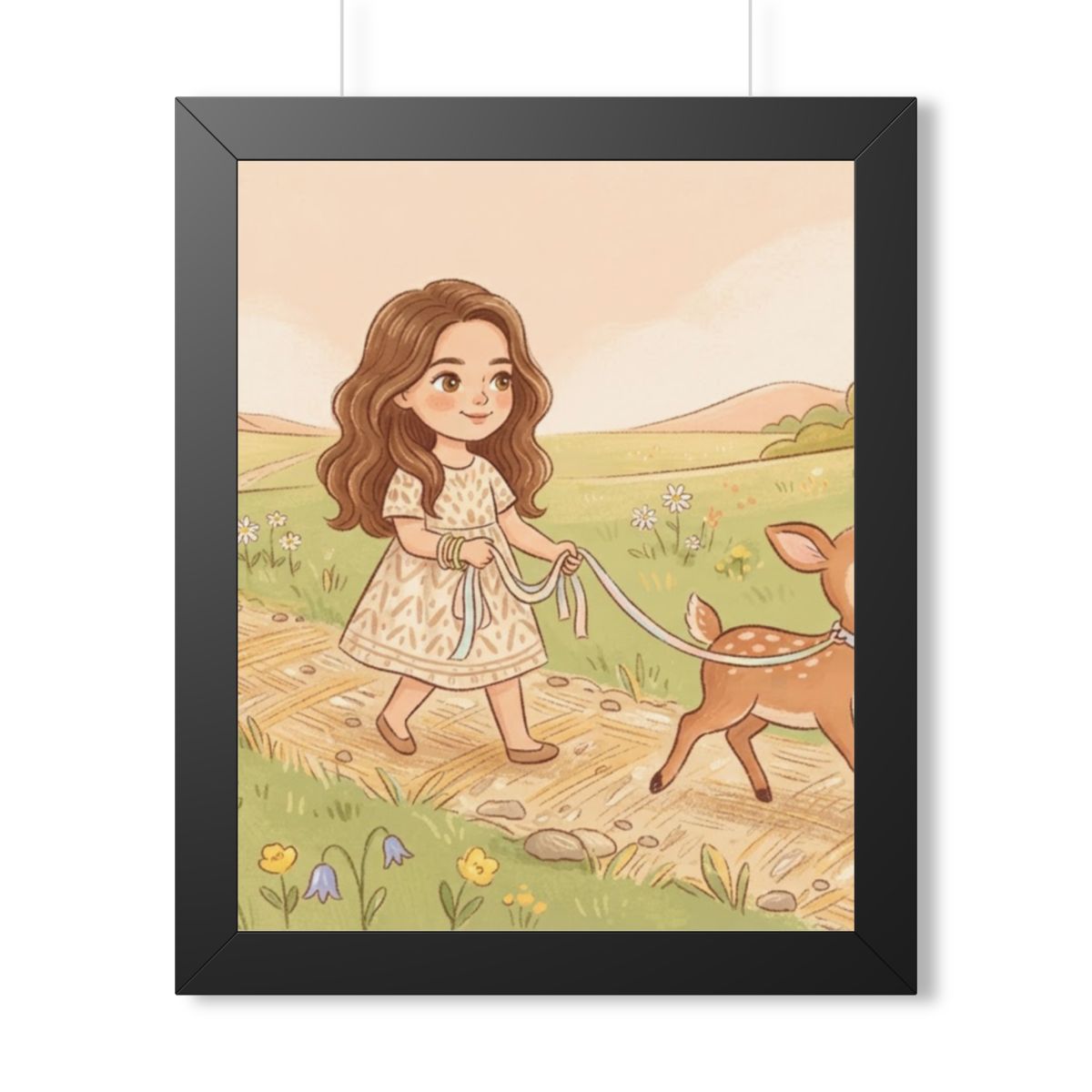 Framed Vertical Poster - Meadow Walk Fawn — Black (11×14......