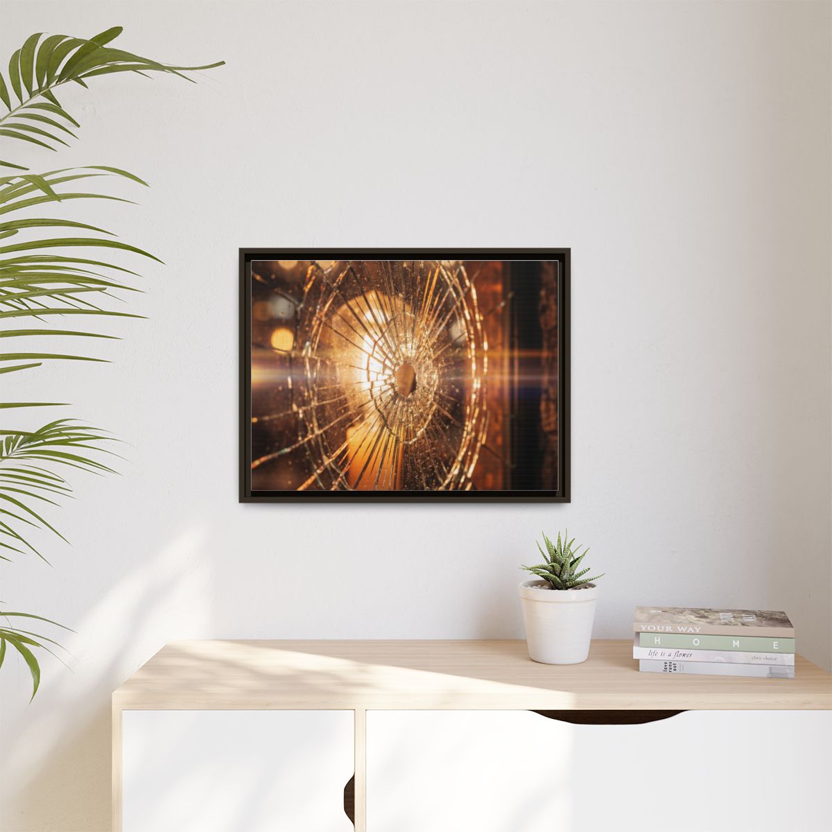 Matte Canvas, Framed - Golden Fractured Art — Espresso /......