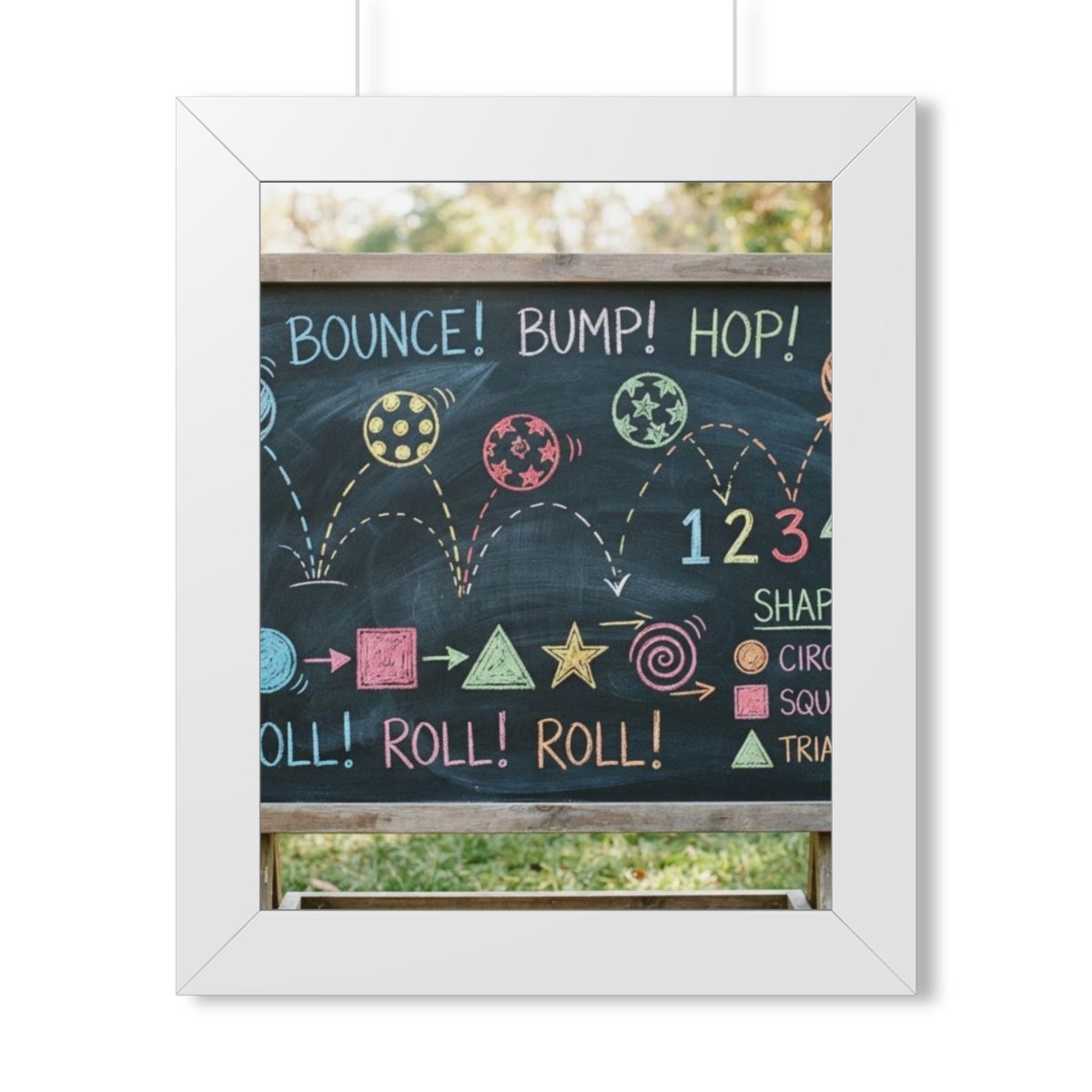 Framed Vertical Poster - Chalkboard Playground — White... |...