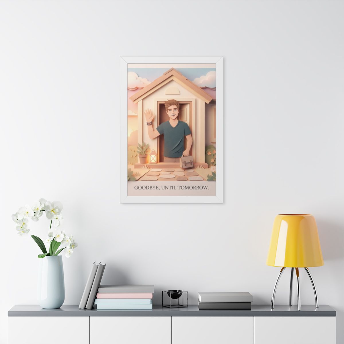 Framed Vertical Poster - Safe Journey Paper Cut Home Art —...