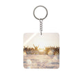 Square Keychain with Golden Hour Crowd Art