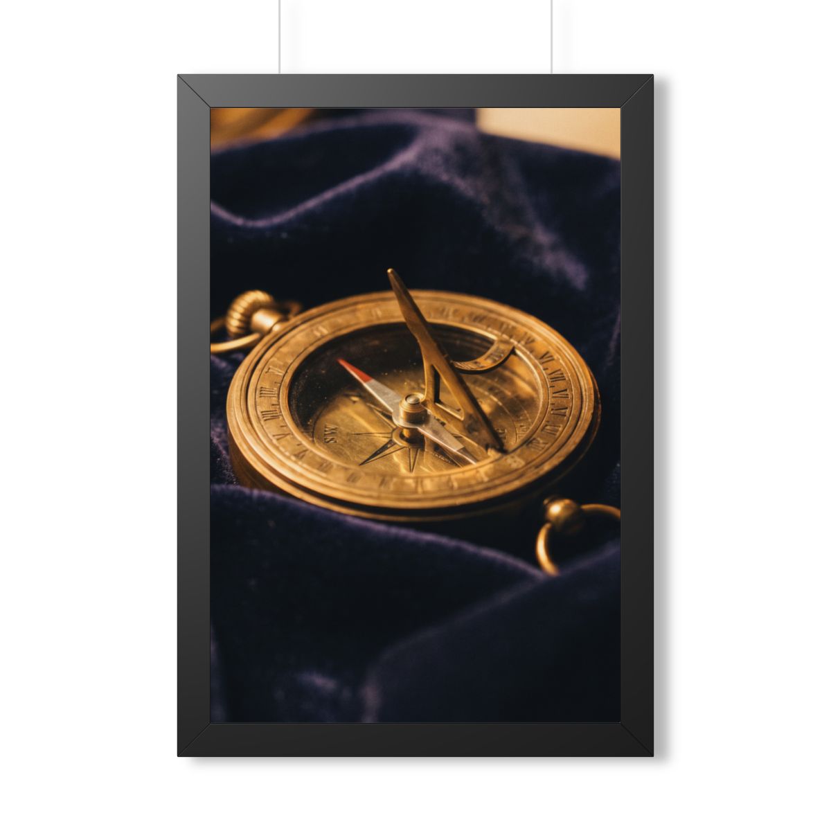 Vintage Brass Sundial Framed Vertical Poster