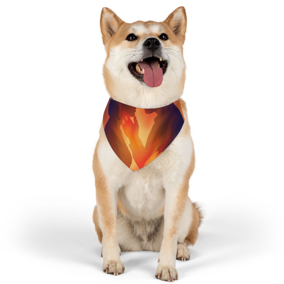Pet Bandana Collar - Fiery Lovers Silhouette Art Print |...
