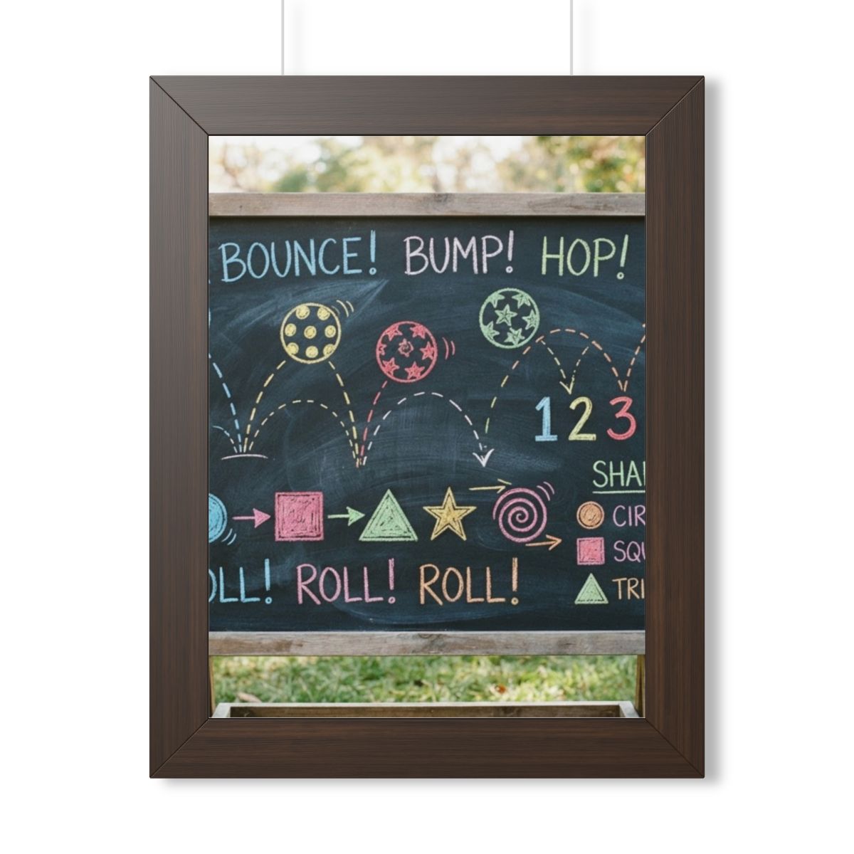 Framed Vertical Poster - Chalkboard Playground — Walnut... |...
