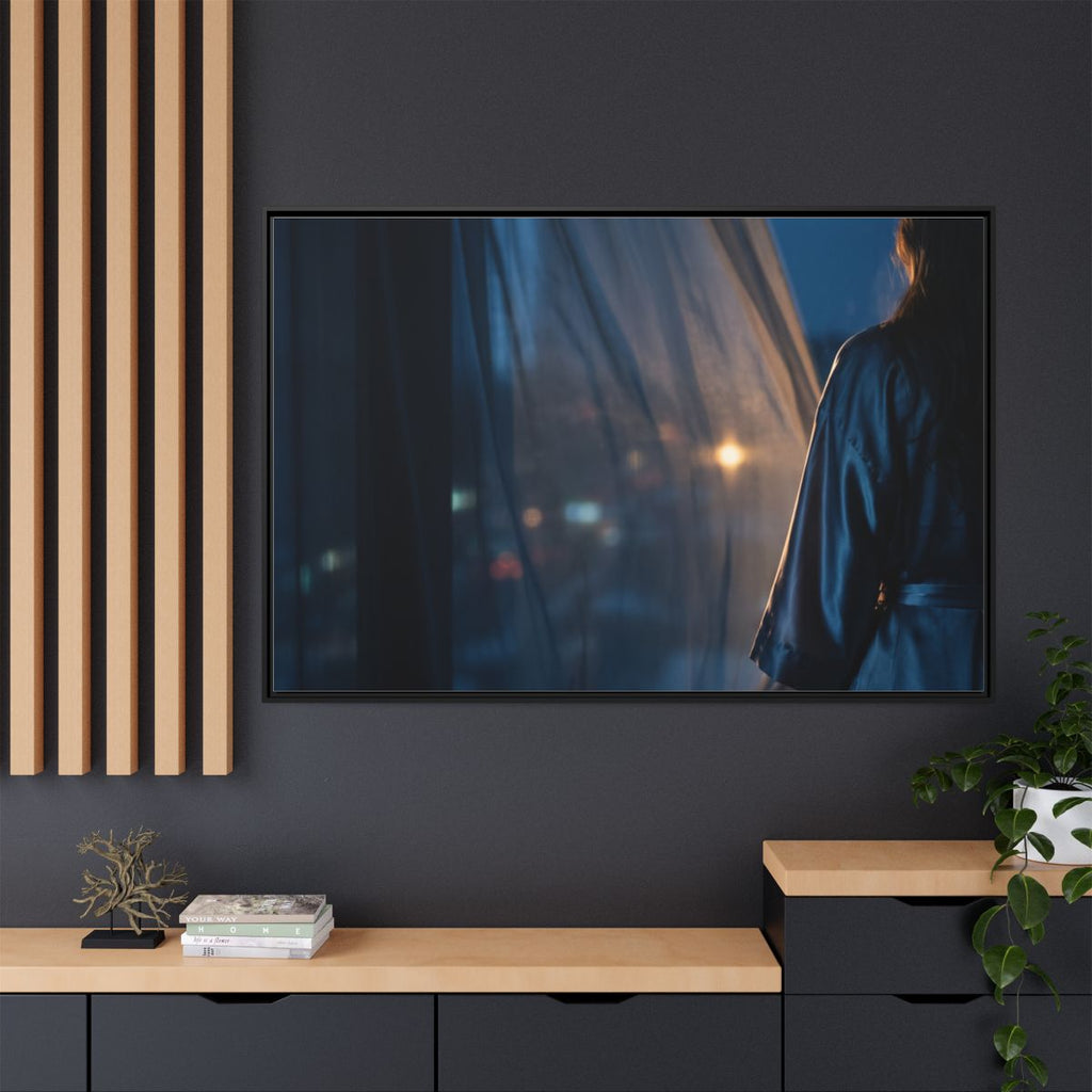 Matte Canvas, Framed - Nocturnal Solitude Silhouette — Black...