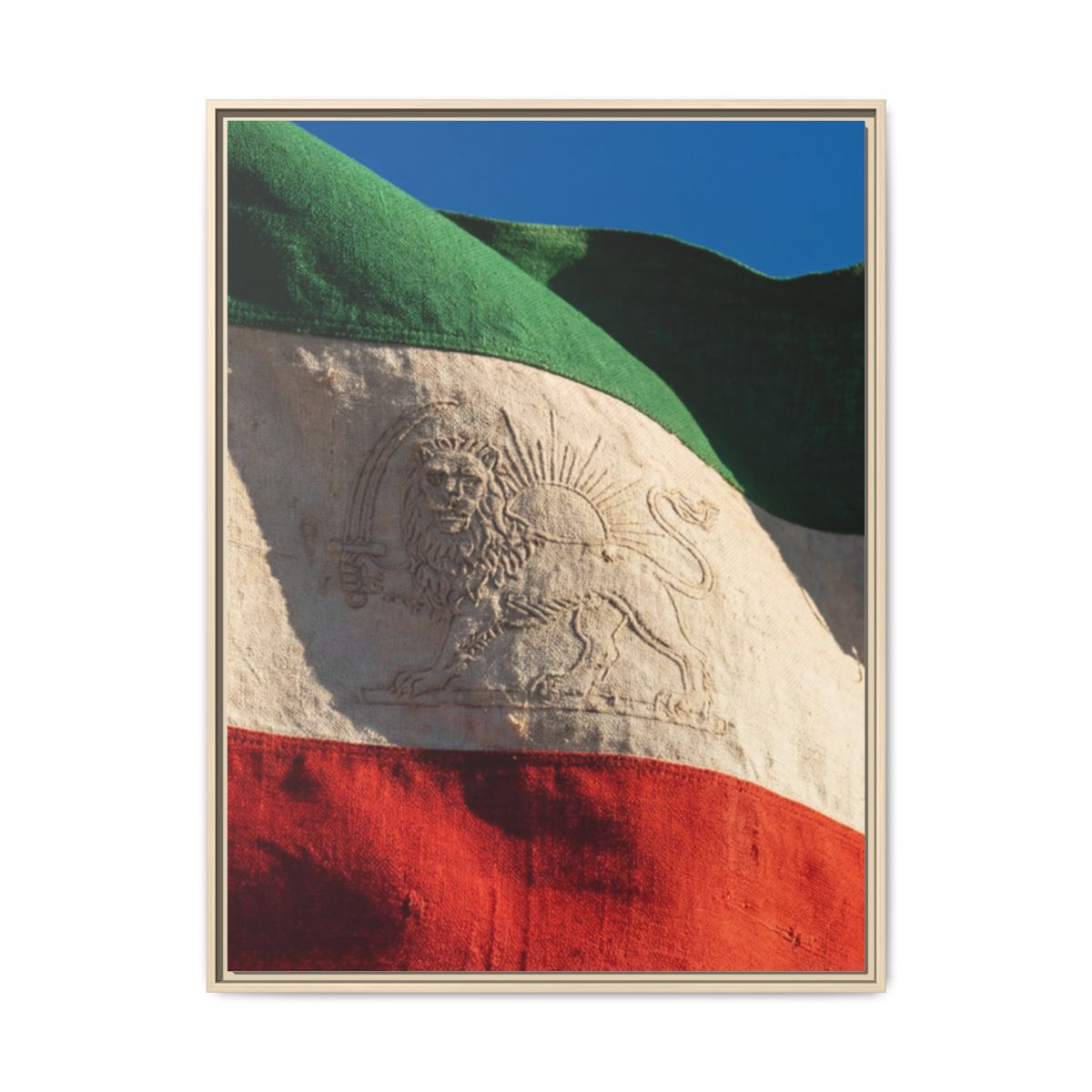 Framed Canvas Art - Distressed Flag — Natural / 1.25"