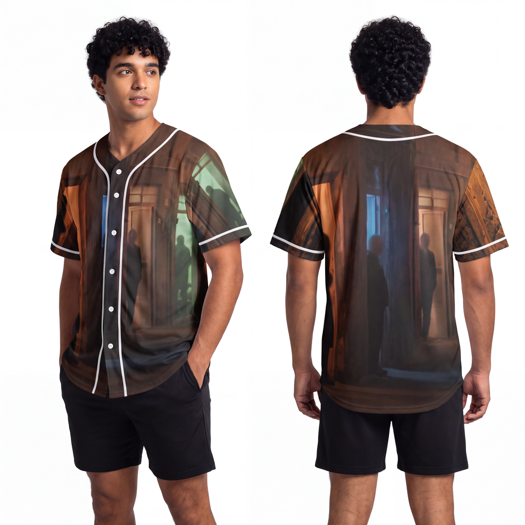 Men's Baseball Jersey - Shadowed Alleyway Mystery Art Print...