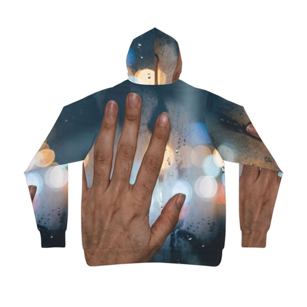 Men's Athletic Hoodie Nocturnal City Rain Art
