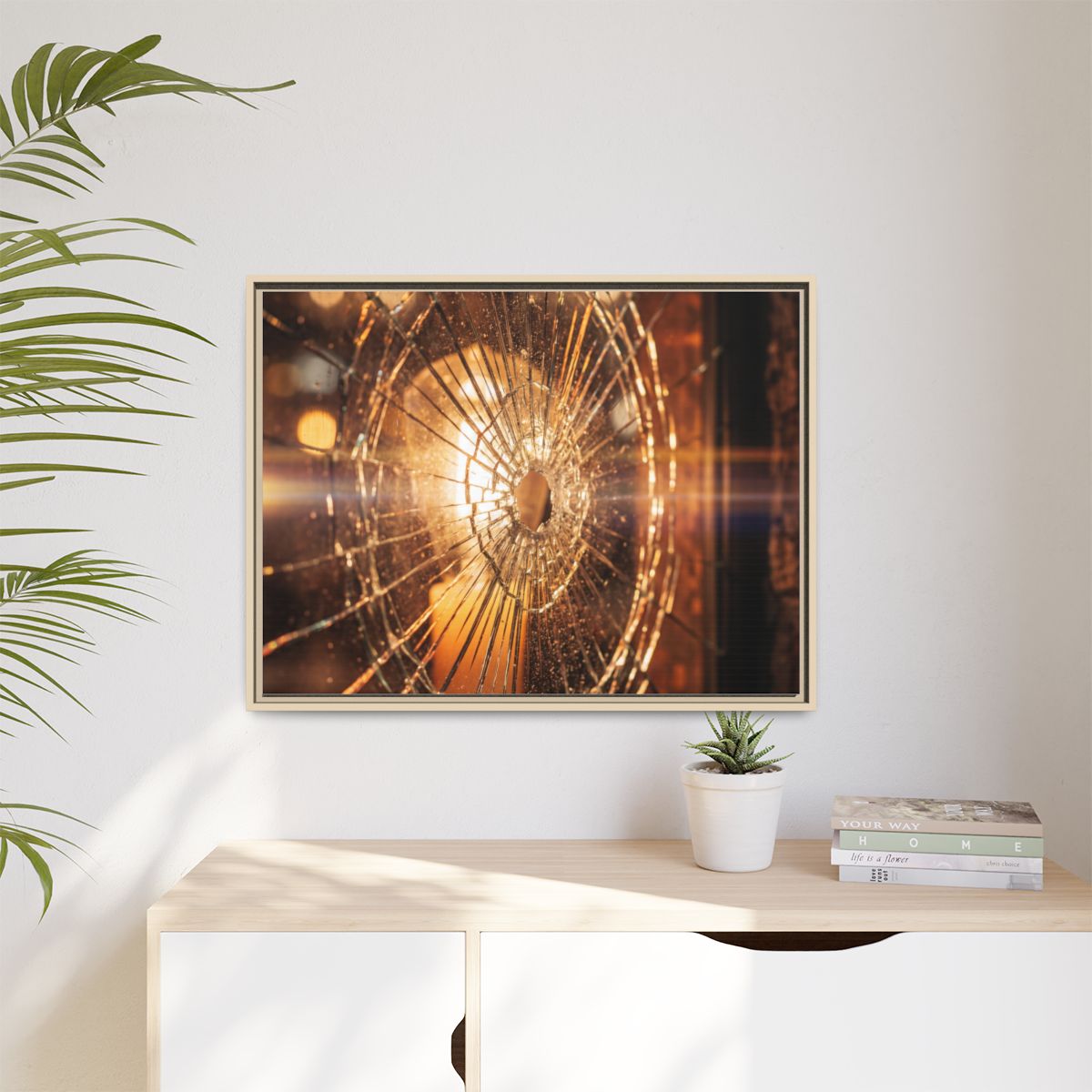 Matte Canvas, Framed - Golden Fractured Art — Natural /... |...