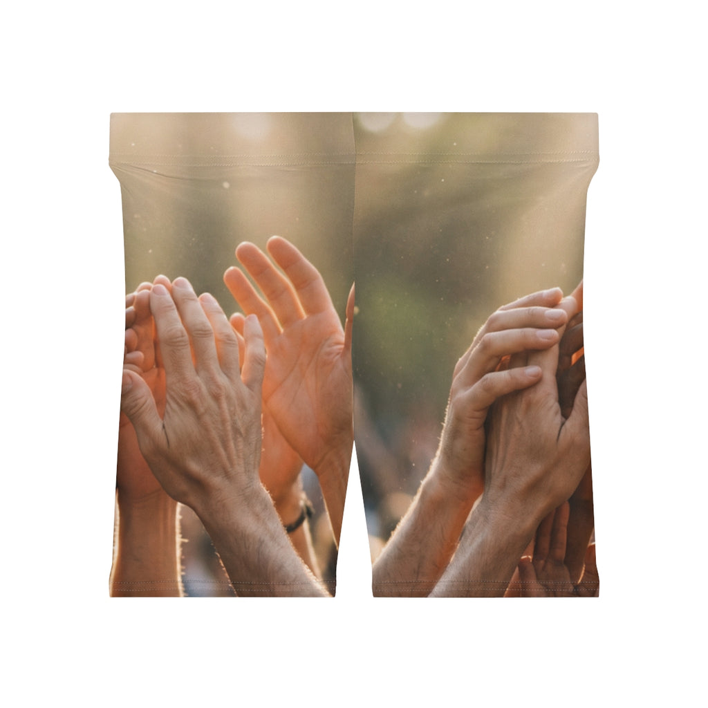 Women's Biker Shorts - Golden Rays of Unity Wall Art |...