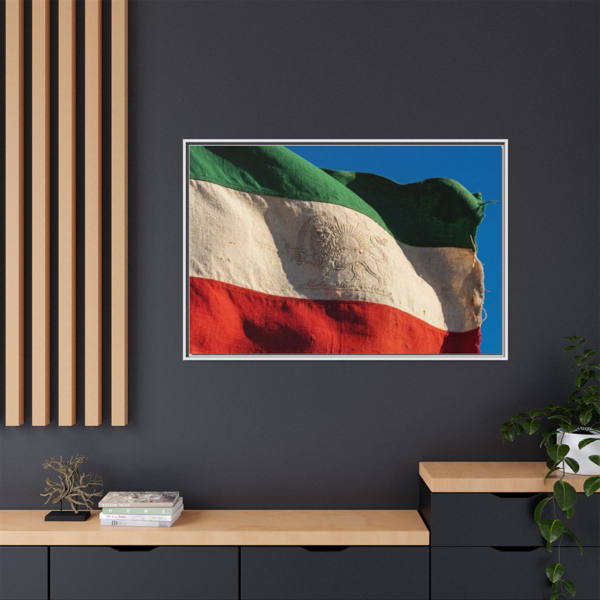 Framed Canvas Art - Distressed Flag — White / 1.25"