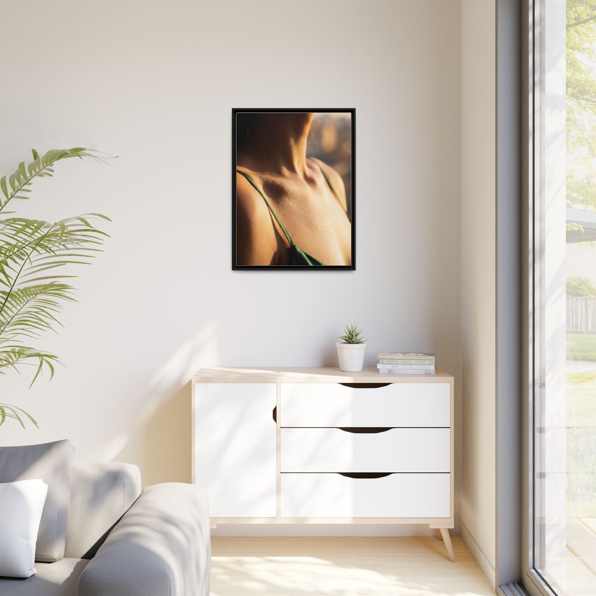 Golden Hour Matte Canvas - Framed Sunset Wall Art — Black /...