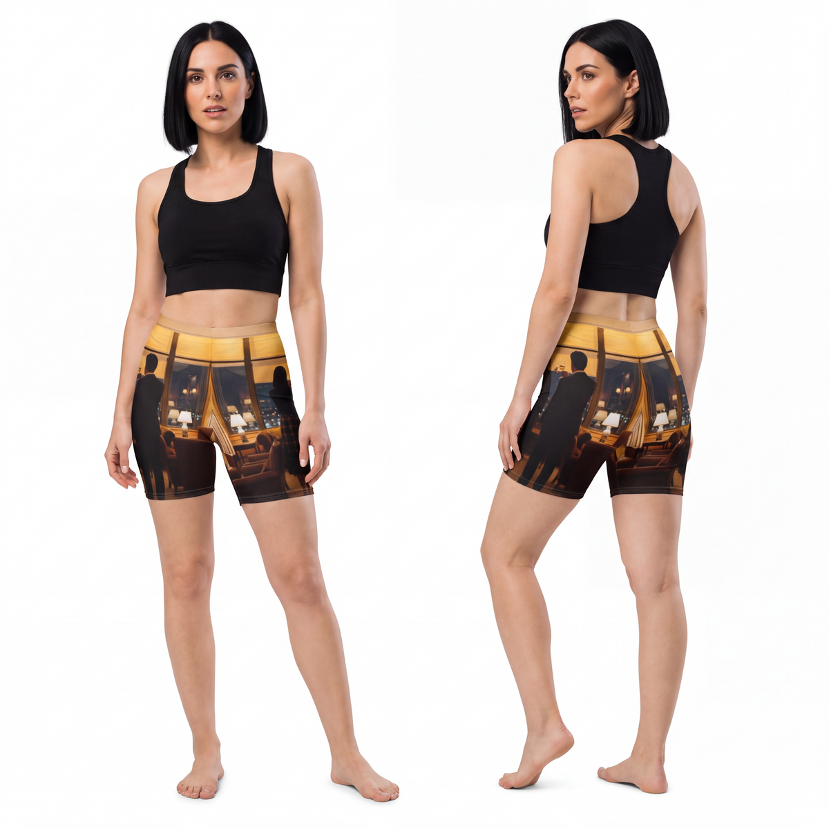 Women's Biker Shorts - Midnight Library Club Cozy Dark... |...