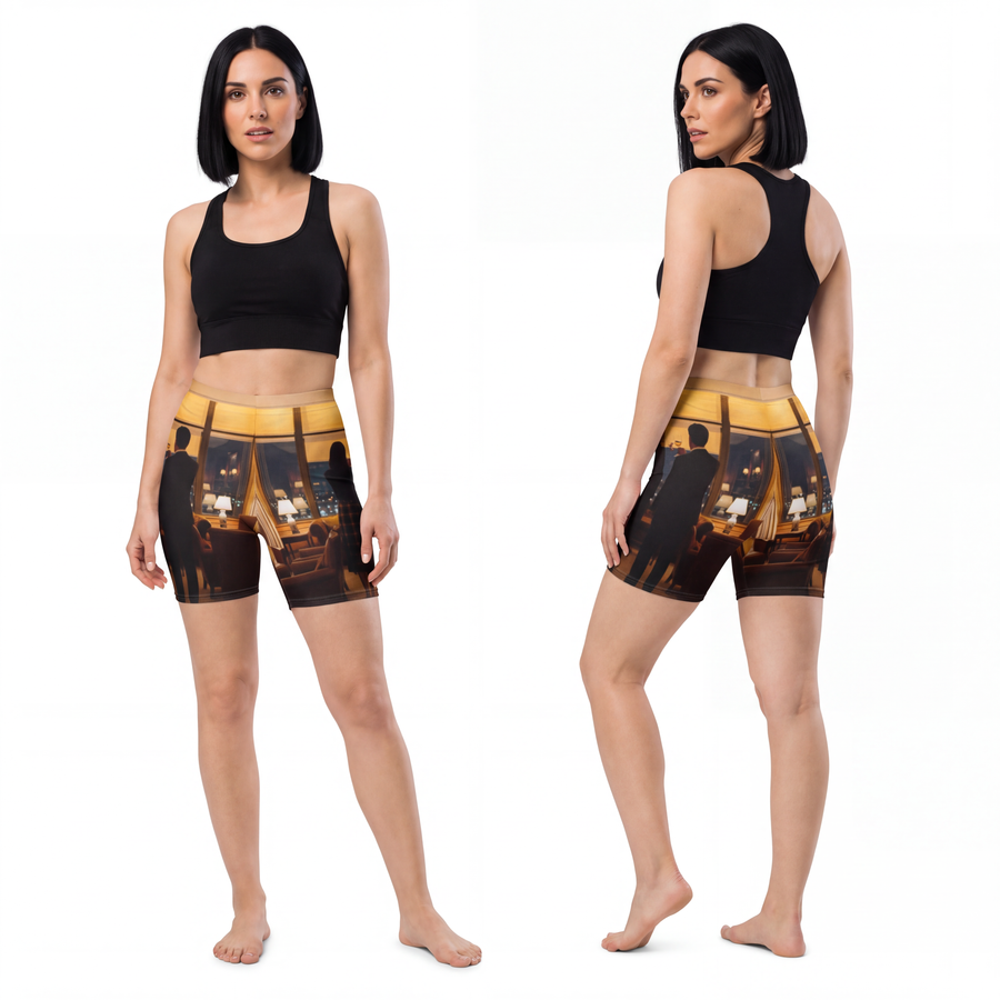 Women's Biker Shorts - Midnight Library Club Cozy Dark Academia Art