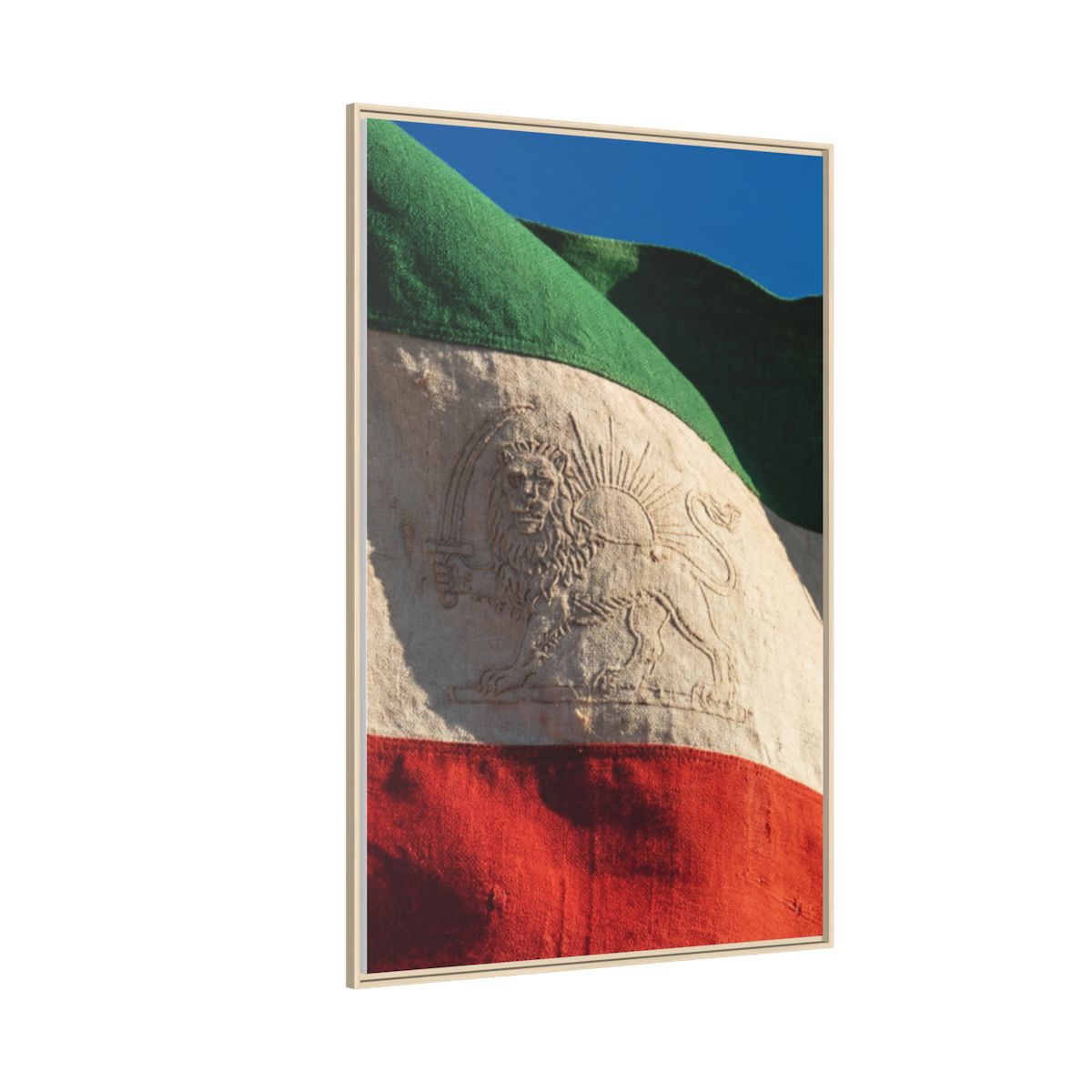 Framed Canvas Art - Distressed Flag — Natural / 1.25"