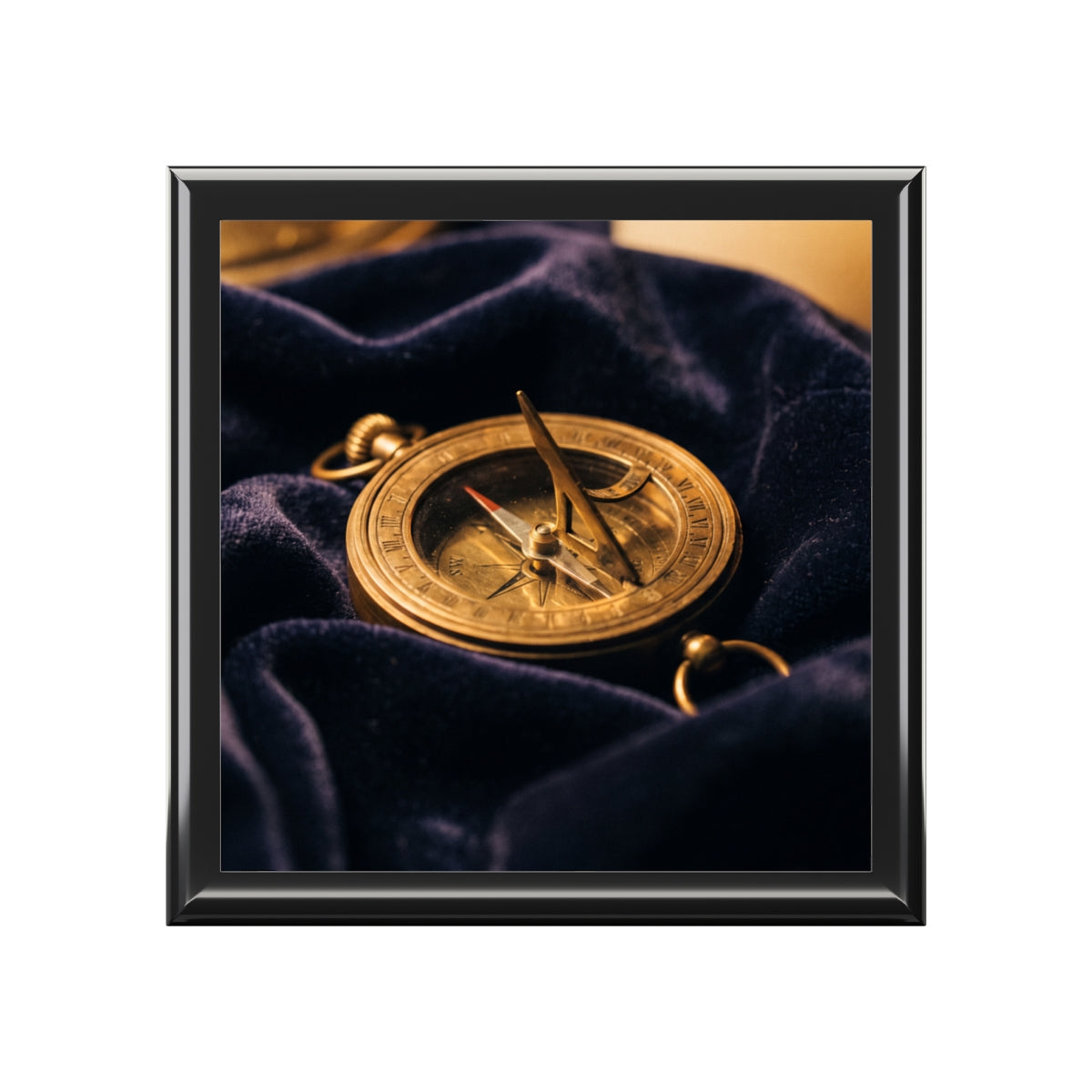 Vintage Brass Sundial Compass Jewelry Box