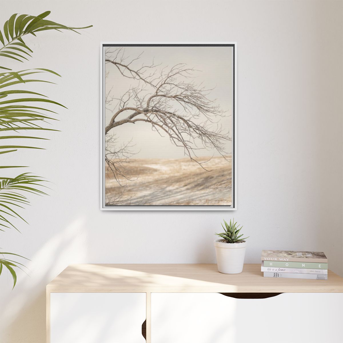 Matte Canvas, Framed - Winter Branch Solitude Landscape —......